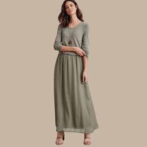 Soft Surroundings ‘Cassie’ Dress in Olive, SZ M EUC!